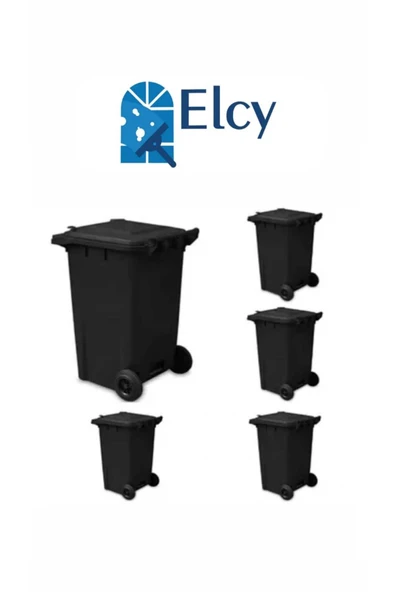 ELCY 240 LT 5 Adet Siyah Plastik Çöp Konteyneri Isıya Karşı Dayanıklı ürün görseli 1