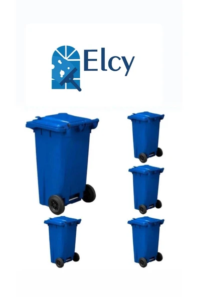 ELCY 120 LT 5 Adet Mavi Plastik Çöp Konteyneri Isıya Karşı Dayanıklı