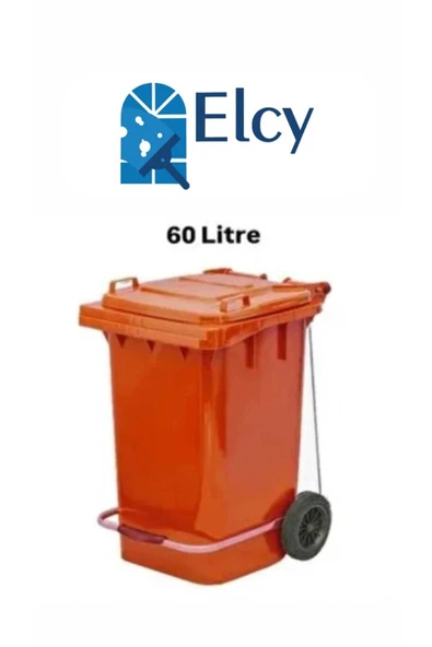 ELCY 60 LT Plastik Pedallı Çöp Konteyneri Turuncu -Isıya Karşı Dayanıklı