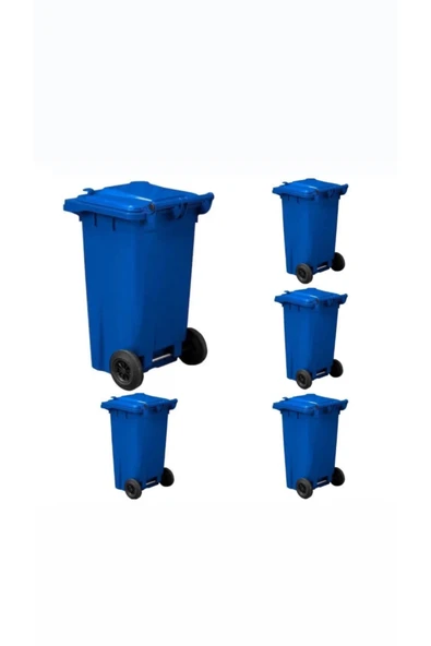 ELCY 120 LT 5 Adet Mavi Plastik Çöp Konteyneri Isıya Karşı Dayanıklı - 2