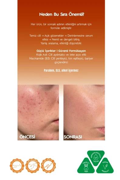 Kojik Asitli 3'lü Leke Karşıtı Bakım Seti | Yüz Temizleme Jeli 250 ml + Serum 30 ml + Krem 50 ml - Resim 6