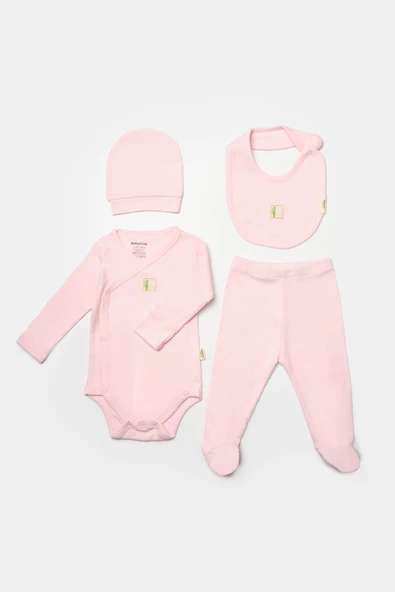 Bebek 4'lü Uzun Kollu Set, %50 Bambu %50 Organic Pamuk, Bebek - Yenidoğan - CSYB9007 - 2