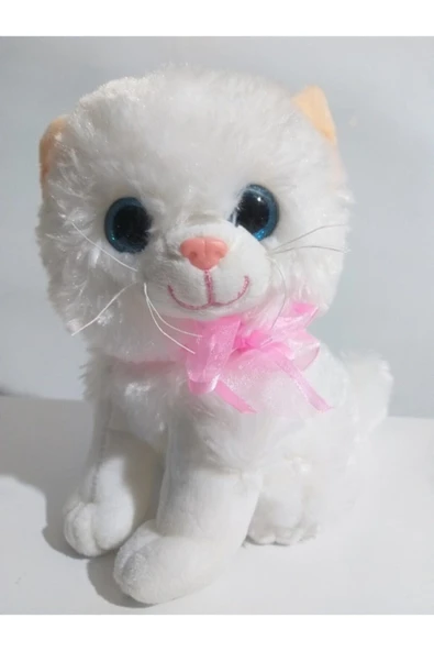 Oyuncak Pelüş Miyavlayan Kedi Papyonlu 30 cm