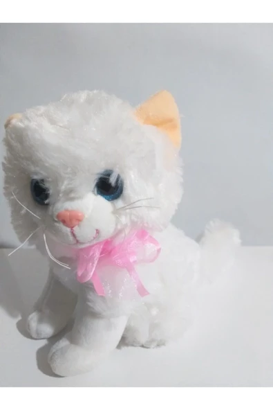 Oyuncak Pelüş Miyavlayan Kedi Papyonlu 30 cm - 3