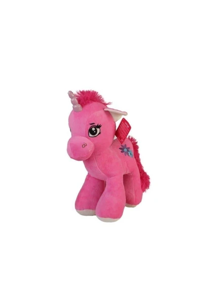 Peluş Boynuzlu At 45  cm Pembe