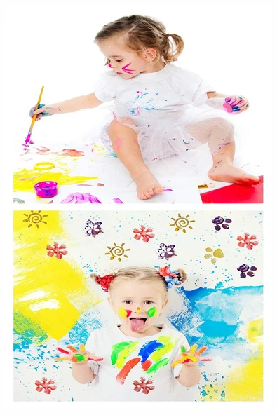 Parmak Boyası 6 Renk Südor Sünger Eva Baskı Damga Spatula Rulo Kesik Sünger Eva Okul Öncesi Etkinlik Seti - Resim 7