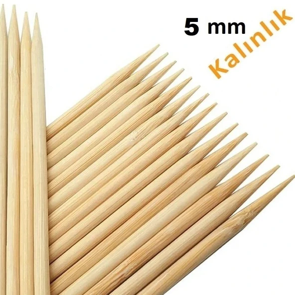 Hayal Sepeti Bambu 5mm Kalın Ahşap Çöp Şiş Çubuğu 50 Cm - 25 Adet