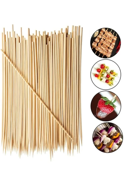 Hayal Sepeti Bambu 8mm Kalın Ahşap Çöp Şiş Çubuğu 40 Cm - 20 Adet - 4