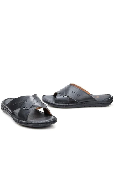 Pisagor PS-33520 Ortopedik Erkek Masaj Tabanlı Hakiki Deri Terlik - 6