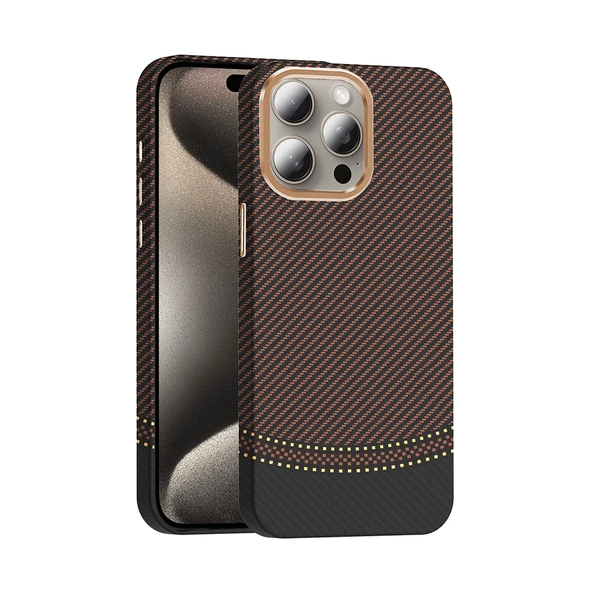 iPhone 15 Pro Max Kılıf M-safe Şarj Özellikli Karbon Fiber Görünümlü Gros Kılıf - Resim 7