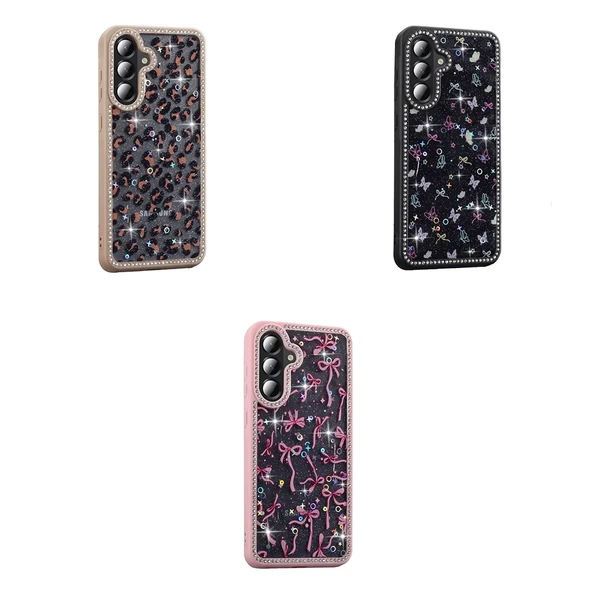 Galaxy A36 Kılıf Taşlı ve Simli Tasarım Zore Azra Kapak - 8