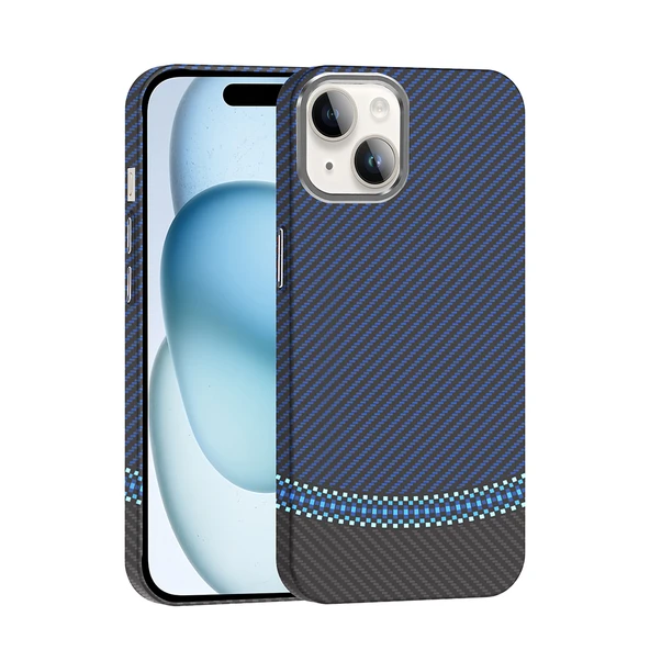 iPhone 13 Kılıf M-safe Şarj Özellikli Karbon Fiber Görünümlü Gros Kılıf - Resim 5