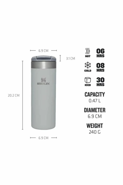Stanley The AeroLight Transit Mug Termos Bardak 0.47 Lt  16oz - Gri 10-10787-119 - 2
