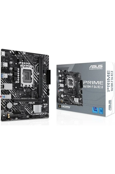 Asus PRIME H610M-F D4 R2.0 Intel H610 LGA1700 DDR4 3200 HDMI M2 USB3.2 mATX ASUS 5X PROTECTION III