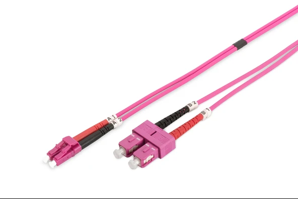 Digitus LC-SC Fiber Optik Patch Cord, Duplex, Multimode, OM4, 50/125 µ, 5 metre