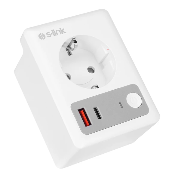 S-link SL-13 MASTERPOWER 16A Akım Korumalı Akıllı Priz WIFI&BT TUYA Destekli - 2