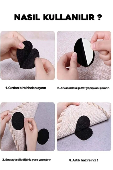 Halı Kilim Koltuk Örtüsü Sabitleyici Kaydırmaz Cırt Yıkanabilir Kendinden Yapışkanlı Ped 10 adet - Resim 5