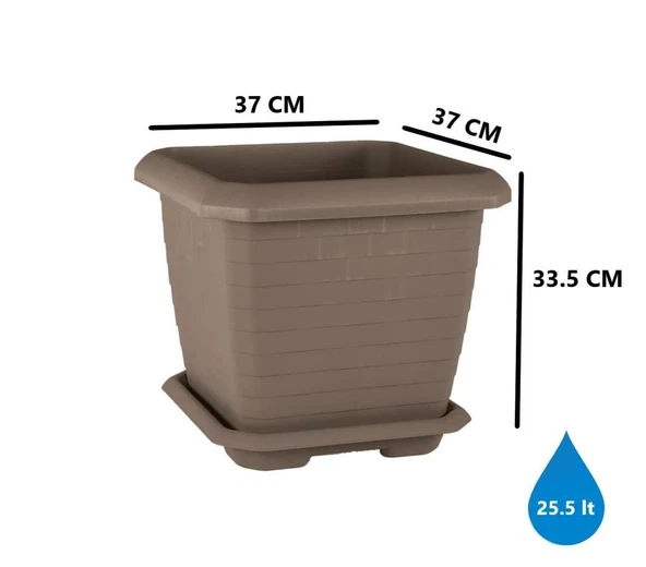 Omnipazar SO-HK03 Hisar Kare Tabaklı Saksı 25.5 litre No 3 - 8