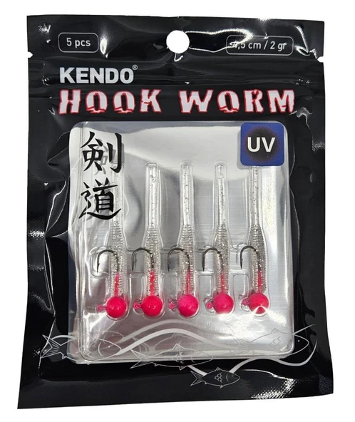 Kendo Hook Worm Jighead+LRF Silikonu 2gr+4.5cm 5 Adet - 3