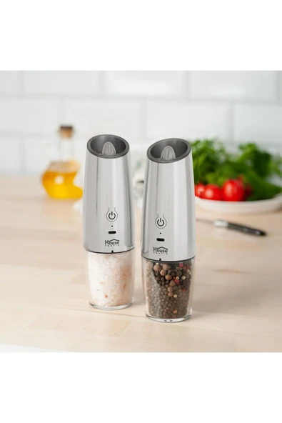 House Pratik HP72 Şarjlı Tuz ve Baharat Öğütücü İnox (TEŞHİR) - 3