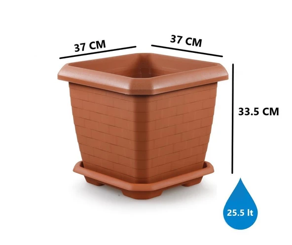 Omnipazar SO-HK03 Hisar Kare Tabaklı Saksı 25.5 litre No 3 - 5