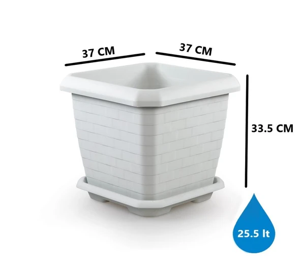 Omnipazar SO-HK03 Hisar Kare Tabaklı Saksı 25.5 litre No 3 - 11