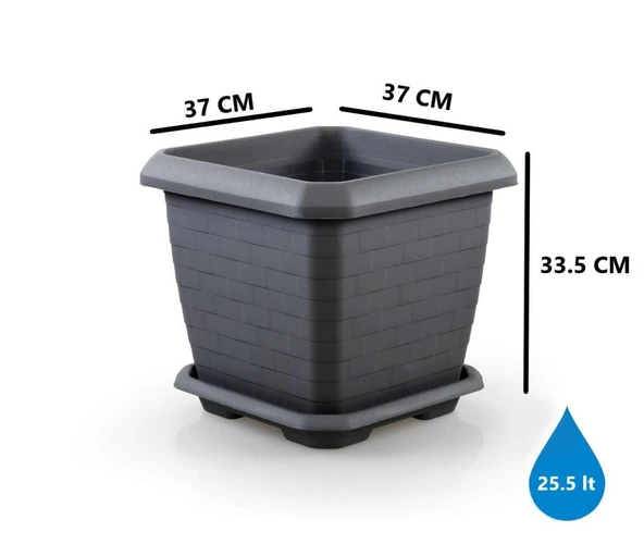 Omnipazar SO-HK03 Hisar Kare Tabaklı Saksı 25.5 litre No 3 - 2
