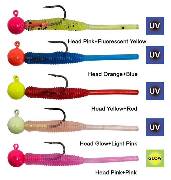 Kendo Hook Worm Jighead+LRF Silikonu 1.5gr+4.5cm 5 Adet - 2