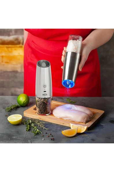 House Pratik HP72 Şarjlı Tuz ve Baharat Öğütücü İnox (TEŞHİR) - 4