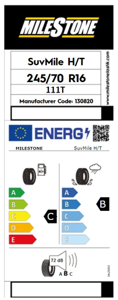 Milestone 245/70 R16 111T Reinf. Suvmile H/T Yaz Lastiği 2025 Üretim - 2