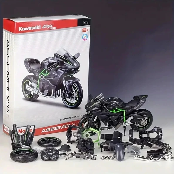 Maisto simülasyon 1:12 DIY montaj alaşım Kawasaki Ninja H2R motosiklet modeli