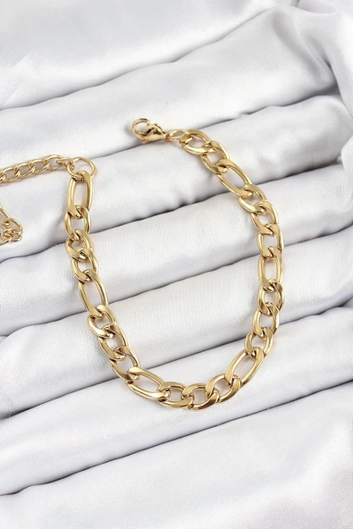 MuI MuI 316L Çelik Gold Renk Kalın Zincir Erkek Bileklik