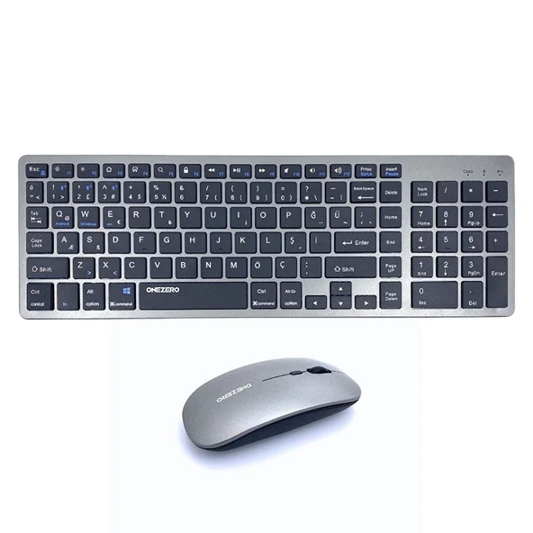 Kablosuz Klavye ve Bluetooth Mouse Set 2.4 G Klavye Koruma Kılıfı Hediye