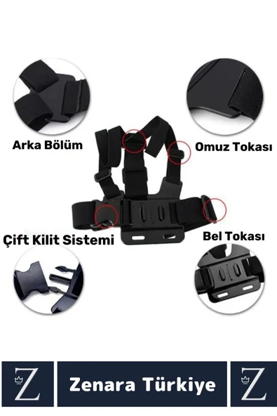 Tüm Modellerle Uyumlu Bisiklet Tırmanış Outdoor Ayarlanır Aksiyon Kamerası Göğüse Sabitleme Kemeri - 5