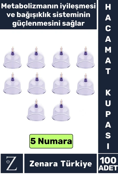 Yüksek Kaliteli Metabolizma Etkili Vakumlu Hacamat Kupası 5 NUMARA 100 ADET