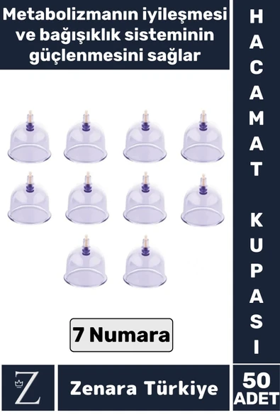 Yüksek Kaliteli Metabolizma Etkili Vakumlu Hacamat Kupası 7 NUMARA 50 ADET