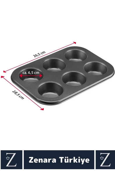 Yüksek Kalite Isıya Dayanıklı Yanmaz Yapışmaz Kolay Temizlenir Kek Brownie Cupcake 6lı Muffin Kalıbı - 3