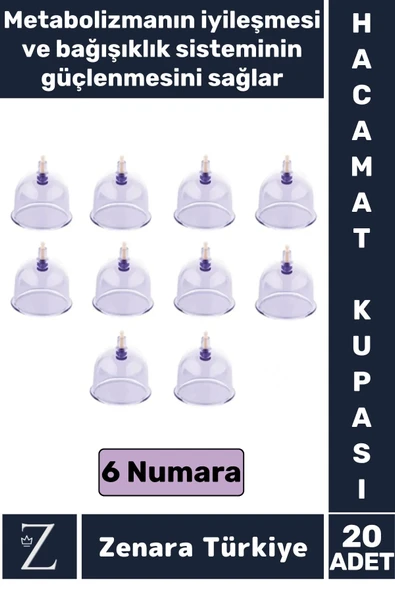Yüksek Kaliteli Metabolizma Etkili Vakumlu Hacamat Kupası 6 NUMARA 20 ADET