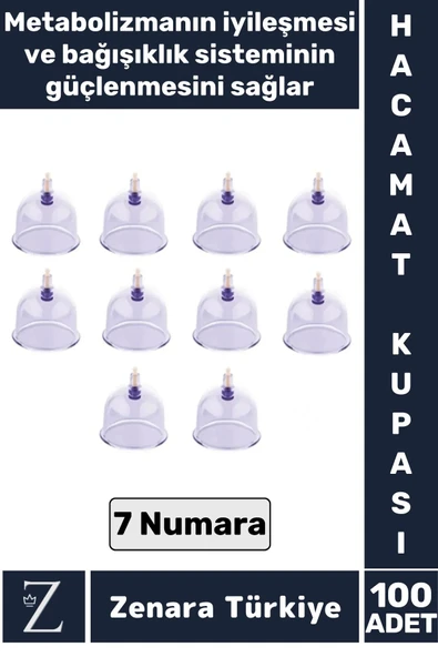 Yüksek Kaliteli Metabolizma Etkili Vakumlu Hacamat Kupası 7 NUMARA 100 ADET