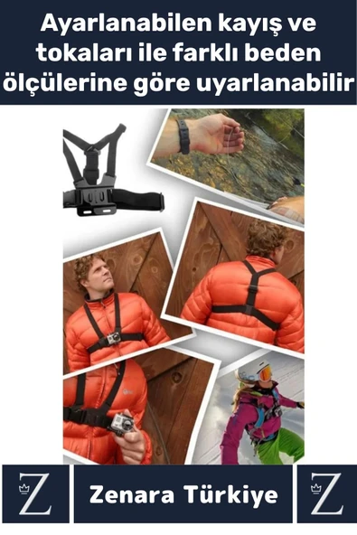 Tüm Modellerle Uyumlu Bisiklet Tırmanış Outdoor Ayarlanır Aksiyon Kamerası Göğüse Sabitleme Kemeri - 2
