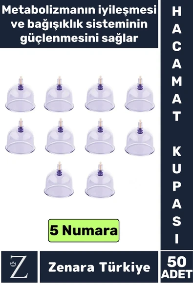 Yüksek Kaliteli Vakumlu Hacamat Kupası 5 NUMARA 50 ADET