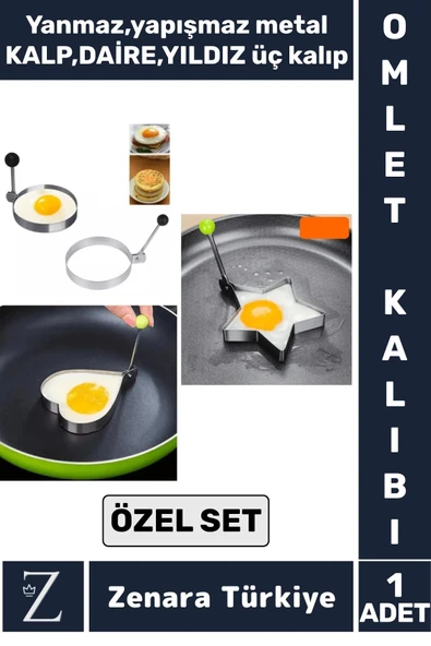 Dayanıklı Yanmaz Yapışmaz Kahvaltı Yumurta Omlet Krep Pişirme KALP DAİRE YILDIZ Eğlenceli Özel Set