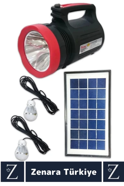 Kamp Avcı Deprem Solar Güneş Enerjili Uzun Çalışma Süreli Güçlü Beyaz Işık Şarjlı Fener Işıldak - 2