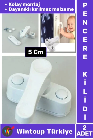 Premium Dayanıklı Güvenlik Çocuk Odası Bebek Odası PVC Pencere Kapı Kırılmaz Emniyet Kilidi 2 Adet