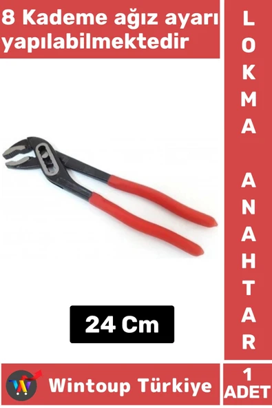 Premium Ergonomik 8 Kademe Ağız Ayarlı Fort Pense Boru Çeşme Musluk Anahtarı 24 Cm