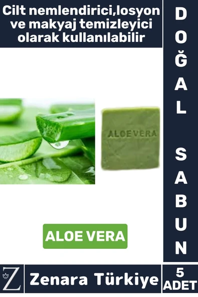 Bitkisel Organik Doğal Saç Yüz Vücut El Kullanım Cilt Nemlendirici Losyon Sabun ALOE VERA 5 Adet