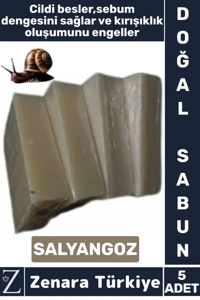 Bitkisel Organik Doğal Saç Yüz Vücut El Kullanım Cilt Sebum Dengesi Sağlayan Sabun SALYANGOZ 5 Adet