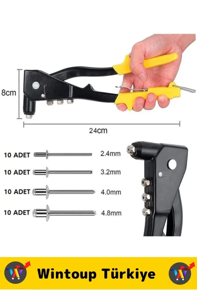 Premium Kompakt Kolay Tutuş Otomobil Mobilya Koltuk Montaj Perçin Tabancası 40 Adet Perçin Hediyeli - 2