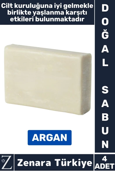 Bitkisel Organik %100 Doğal Saç Yüz Vücut El Kullanım Cilt Yaşlanma Karşıtı Sabun ARGAN 4 Adet ürün görseli