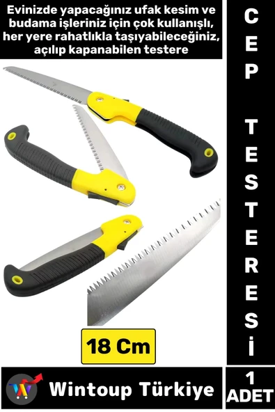 Premium Kompakt Çakı Tipi Katlanır Kamp Piknik Tamirat Kesme Çelik Cep Boy Budama Testeresi 18 Cm